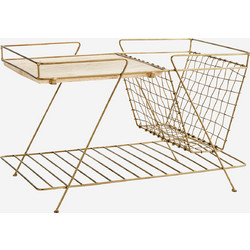Μεταλλικό Τραπεζάκι - θήκη περιοδικών Madam Stoltz Βrass Wood Rack 51x33x33 cm