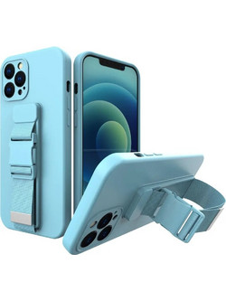 Hurtel Rope Chain Lanyard Bag Back Cover Blue (iPhone 12)