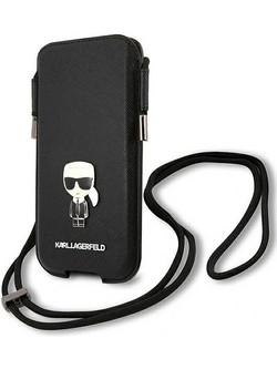 Karl Lagerfeld 6.7 inch hardcase Saffiano Ikonik - Black (KLHCP12LOPHKMK)