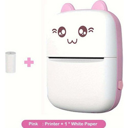 Portable Mini Printer Photos Φορητός Εκτυπωτής Bluetooth White Pink