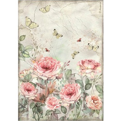 STAMPERIA ΡΙΖΟΧΑΡΤΟ DECOUPAGE A4 21X29,7CM HOUSE OF ROSES ROSES AND BUTTERFLY