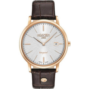 Roamer Vanguard Ανδρικό Ρολόι με Καφέ Δερμάτινο Λουράκι 979809491509