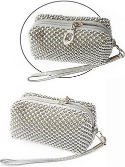 VOLTE-TEL ΘΗΚΗ ΠΟΥΓΚΙ-ΠΟΡΤΟΦΟΛΙ ZIPPER ΜΕ ΠΕΡΛΕΣ V300 SILVER