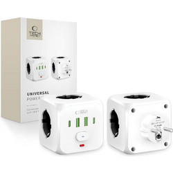 Tech-Protect PCL3x4 Power Strip, 2x USB-A, 2x USB-C, 3x AC Type Schuko - White