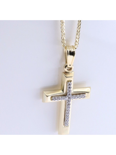 Σταυρός κίτρινος χρυσός με zircon K 9, 3084