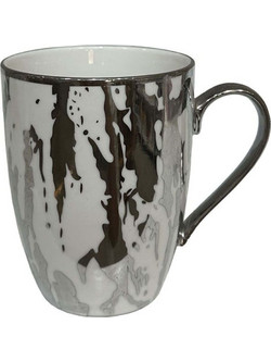 Κούπα Chic 028833 8x8x11cm White-Silver Πορσελάνη
