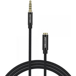 VENTION Cotton Braided TRRS 3.5mm Male to 3.5mm Female Audio Extension Cable 3M Black Aluminum Alloy Type (BHCBI)
