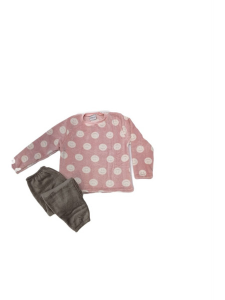 Galaxy Smile Παιδική Πιτζάμα Fleece Χειμωνιάτικη Ροζ Γκρι 22-128-002