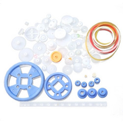 80 Pcs Plastic RC Parts Lot, Plastic Gears, Pulley, Belt, Rack Gear Kit Gearbox Motor Gear Set