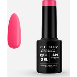 Elixir Semigel 524 Fluorescent Pink Ημιμόνιμο Βερνίκι Νυχιών 5ml