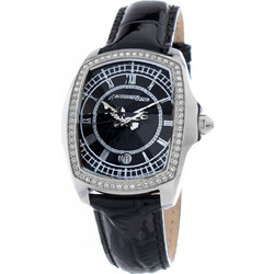 Chronotech Γυναικείο Ρολόι με Μαύρο Δερμάτινο Λουράκι CT7896LS-92