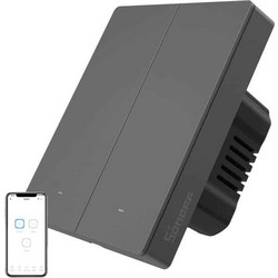 Εξυπνος Επιτοίχιος Διακόπτης Wifi Sonoff M5-2c-80 (2 Καναλιών, Για Πλαίσιο, Γραφίτης)