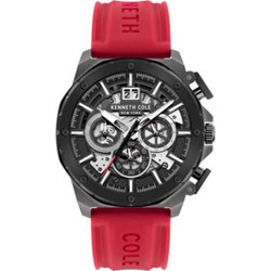 Kenneth Cole Ανδρικό Ρολόι Χρονογράφος Αυτόματο με Κόκκινο Καουτσούκ Λουράκι KCWGO2105103