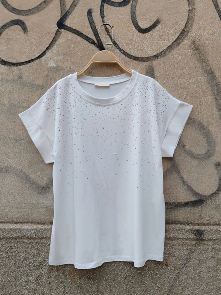 Τ-shirt στρας Galaxy λευκό