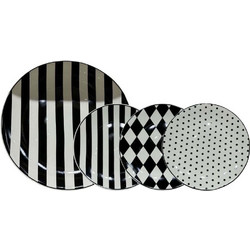 Πιάτα Γλυκού Jolie (Σετ 7Τμχ) 028889 30x30x3cm White-Black Bone China