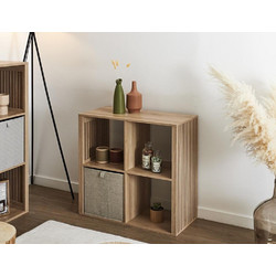 Ραφιέρα Οργάνωσης Klaus Home Deco Factory με 4 ράφια και διαστάσεις 69.6x66x32cm - Συνδυάζεται με κουτιά αποθήκευσης - Σε απόχρωση Ξύλου - HOME DECO FACTORY