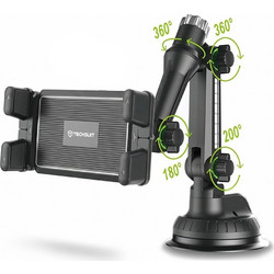 Techsuit - Car Holder Tabbyx (ST1) - For Tablet/Phone, Flexible, 360 Adjust, Universal - Black