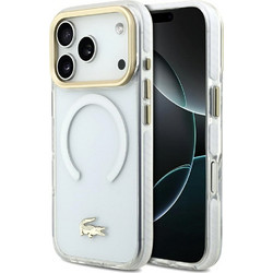 LACOSTE Shockproof Transparent Frosted Gold Logo Magsafe Case For Iphone 17 Pro White - (LCHMP17LUFWAH)