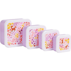 A little lovely company: Σετ 4 δοχεία φαγητού Lunch & Snack Box -Flower garden