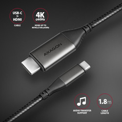 Axagon Καλώδιο HDMI 2.0 HDMI Male to USB-C Male 1.8m Black