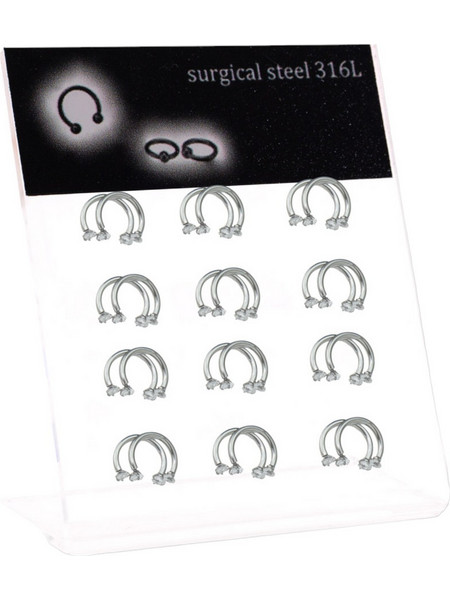 RO Accessories Σετ Σκουλαρίκια Κρίκοι Μύτης Ασημί F215700 12τμχ