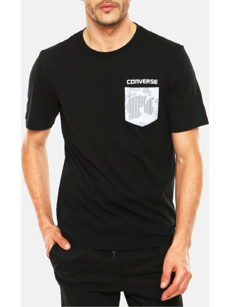 CONVERSE Men Jacquard Mesh Pocket Tee - BLACK - 10003649-Α02