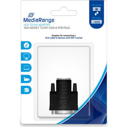 MediaRange VGA to DVI adapter, gold-plated, VGA socket/DVI-I plug (24+5 Pin) black (MRCS172)