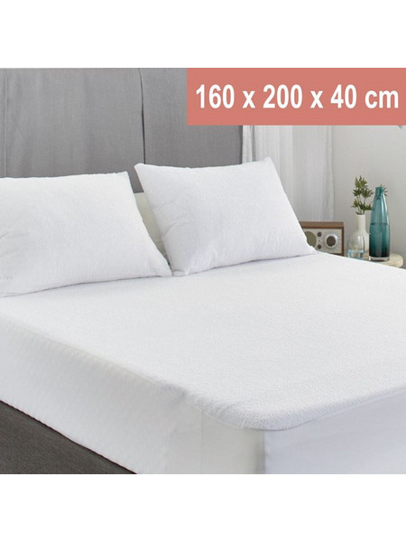Αδιάβροχο Υποσέντονο Λευκό Διπλό 160x200x40cm