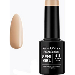 Elixir Semigel 518 Blonde Beige Ημιμόνιμο Βερνίκι Νυχιών 5ml