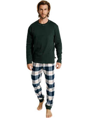 Muydemi Χειμωνιάτικες Ανδρικές Πιτζάμες Fleece Καρό Μαύρες 13011025
