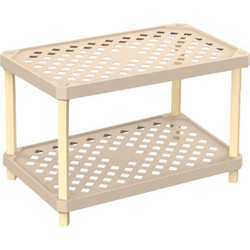 FixWood Ραφιέρα Organizer Ξύλινη Με 2 Ράφια Πολυπροπυλενίου Beige 37.5x60x45cm (2001-2)