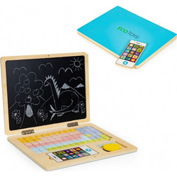 Ecotoys Ξύλινο Εκπαιδευτικό Μαγνητικό Laptop με Αξεσουάρ Blue