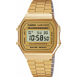 Casio Vintage Ψηφιακό Ανδρικό Ρολόι Χρονογράφος με Χρυσό Μεταλλικό Μπρασελέ A168WG-9EF