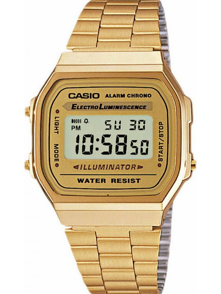 Casio Vintage Ψηφιακό Ανδρικό Ρολόι Χρονογράφος με Χρυσό Μεταλλικό Μπρασελέ A168WG-9EF