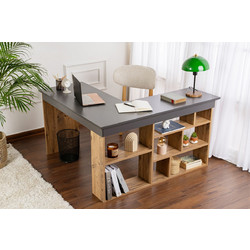 Hanah Home Vesper Γραφείο Anthracite, Atlantic Pine 130x72x120cm 241Nrd1111
