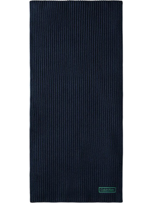 Ανδρικό Κασκόλ Calvin Klein Patch Chunky Rib Cotton Scarf Dark Sapphire LV04D8055G-CEF