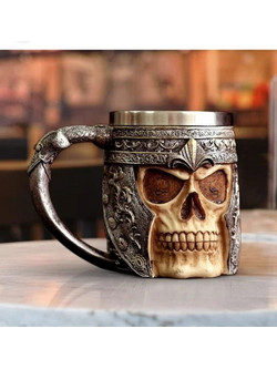 3D Κούπα Μπύρας από Ανοξείδωτο + Ρητίνη 450ml Skeletor