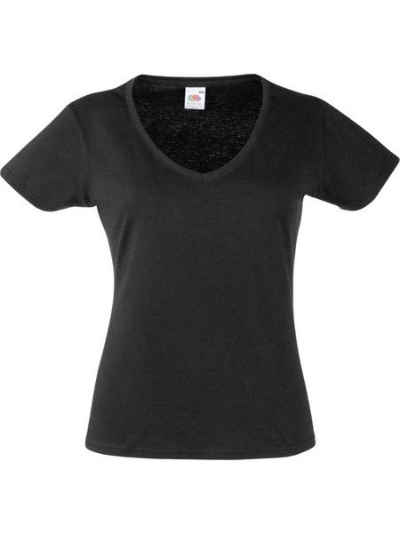 Γυναικείο T-shirt v-neck Black Fruit of the Loom