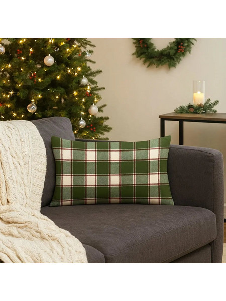 Μαξιλαροθήκη Christmas Wish 50x30 | Από Φυσικό Βαμβάκι με Καρό Σχέδιο