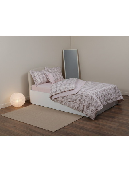Σετ παπλωματοθήκη βαμβακερή (180cm x 250cm) καρρώ ρόζ