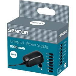 Universal Φορτιστής Sencor SPS 10 1000mAh με Αποσπόμενα Βύσματα MicroUSB, 5.5 x 1.5, 5.5 x 2.5, 3.5 x 1.35, 5.0 x 2.1, 2.5mm, 3.5mm