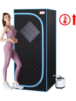 VSauna 2.0 Ολόσωμη Φορητή Ατομική Σάουνα - Χαμάμ Ατμού με Ισοθερμική Αδιάβροχη Καμπίνα & Τηλεκοντρόλ - Portable Steam Sauna Μαύρο OEM