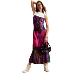 Desigual Midi Καλοκαιρινό Βραδινό Φόρεμα Μεταξωτό Φούξια 26SWVW42-3062