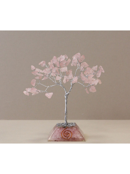 Gemstone Tree with Organite Base - 80 Stone - Rose Quartz
