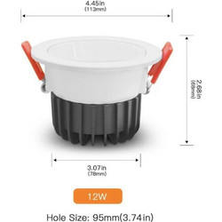 Gledopto GL-D-007P Zigbee Pro (Zigbee 3.0 + RF receiver) smart recessed LED downlight (1050 lumens. IP54) with white frame