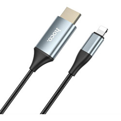 Hoco Καλώδιο HDMI 1.4 Braided HDMI Male to Lightning Male 2m Black