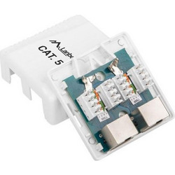 Lanberg Διπλή Εξωτερική Πρίζα Δικτύου RJ45 Τύπου Cat5 σε Λευκό Χρώμα OS5-0002-W