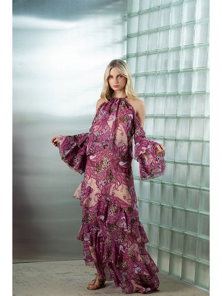 Φούστα Rose Ruffle Με Print Melika Φούξια