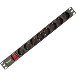 Televes 533001 Πολύπριζο Rack 19'' 1U Alu 8 Σούκο 16A 3840W με διακόπτη