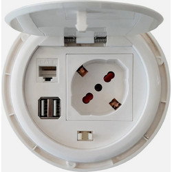 Πρίζα Γραφείου Χωνευτή Techly IUPS-PCP-81U2URJ - Schuko, 2x USB-A, RJ45 & 2500 W